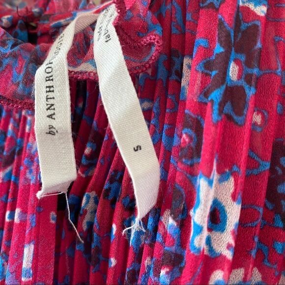 ANTHROPOLOGIE-FREIDA Floral Pleated High Neck pleated Blouse - Picture 8 of 9